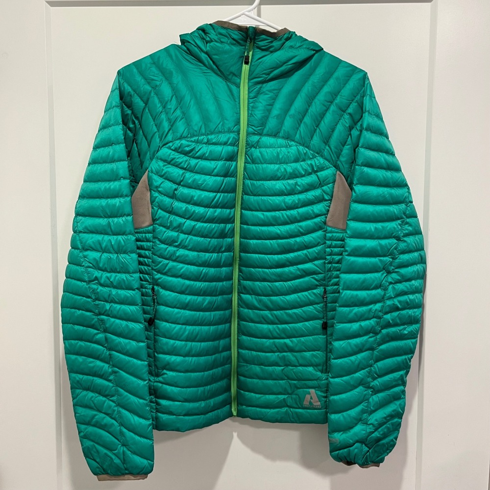 Eddie Bauer First Ascent Hooded Puffer Jacket Teal Green Mens Large